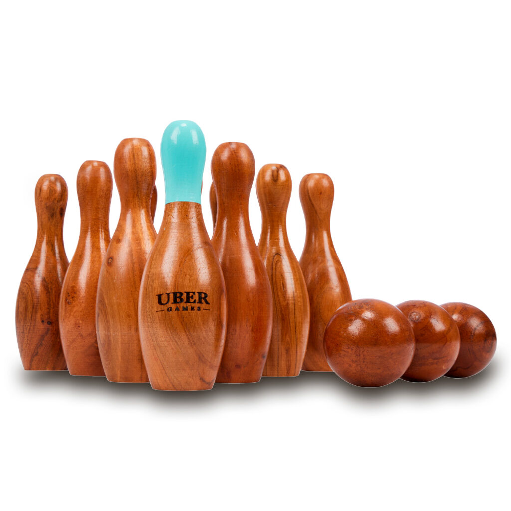Uber Games Garden Skittles (10 Pins plus a blue-topped Kingpin) - Masters Traditional Games Uber Games Garden Skittles (10 Pins plus a blue-topped Kingpin)