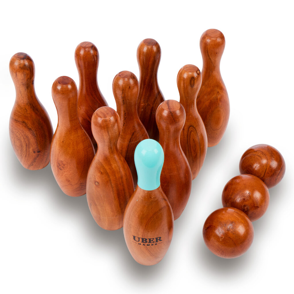 Uber Games Garden Skittles (10 Pins plus a blue-topped Kingpin) - Masters Traditional Games Uber Games Garden Skittles (10 Pins plus a blue-topped Kingpin)