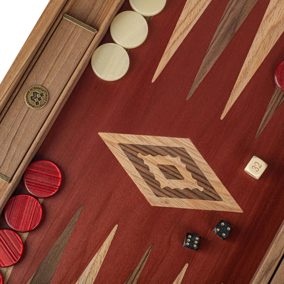 Manopoulos Premium Walnut with Red Oak 19-inch Wooden Backgammon Set - Masters Traditional Games Manopoulos Premium Walnut with Red Oak 19-inch Wooden Backgammon Set