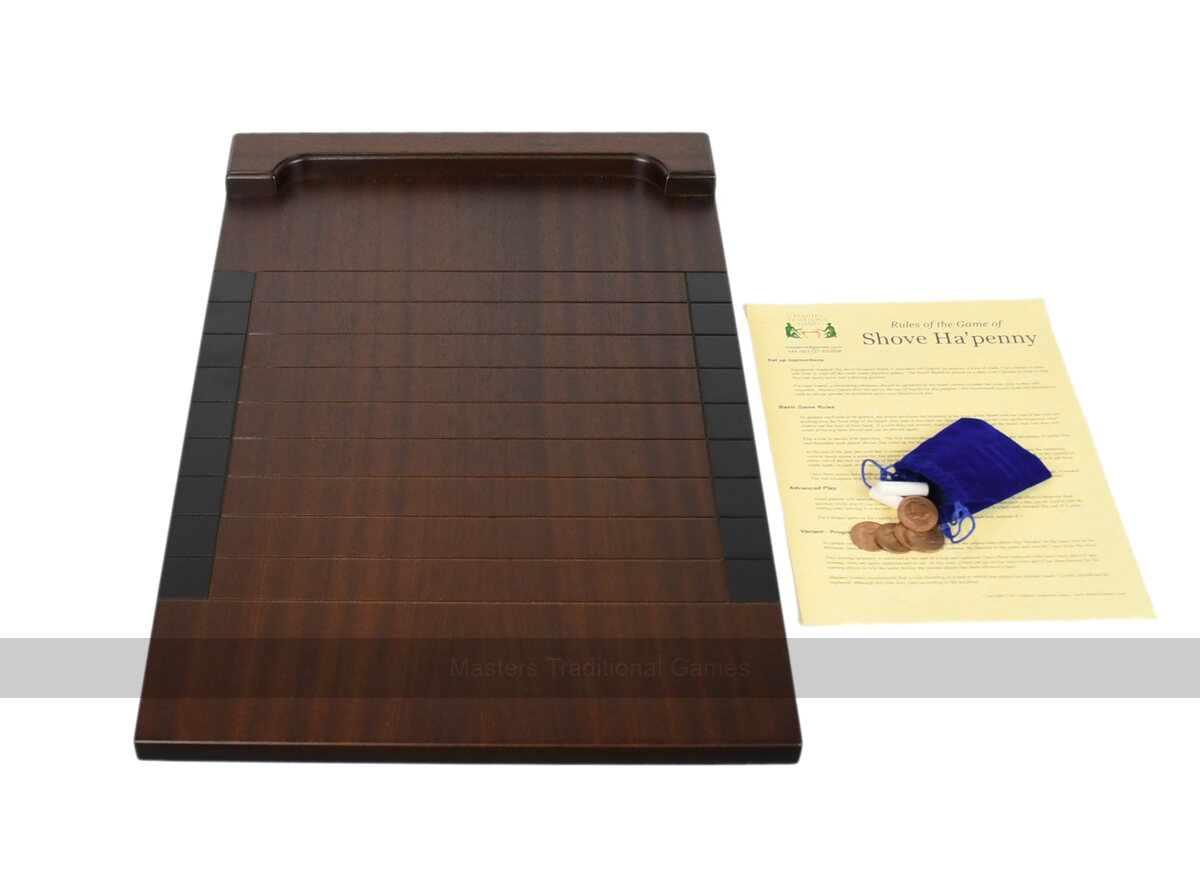 Masters Premium Shove Ha'penny Board - Sapele - Accessories Included - Masters Traditional Games Masters Premium Shove Ha'penny Board - Sapele - Accessories Included
