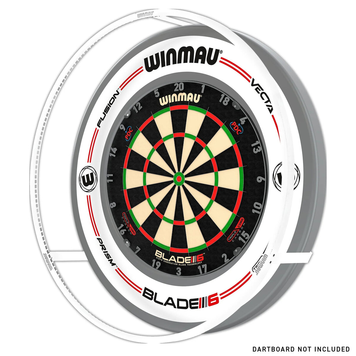 Winmau Plasma Ice Dartboard Light & Grey/White Pro-Line Surround Bundle - Masters Traditional Games shop Winmau Plasma Ice Dartboard Light & Grey/White Pro-Line Surround Bundle