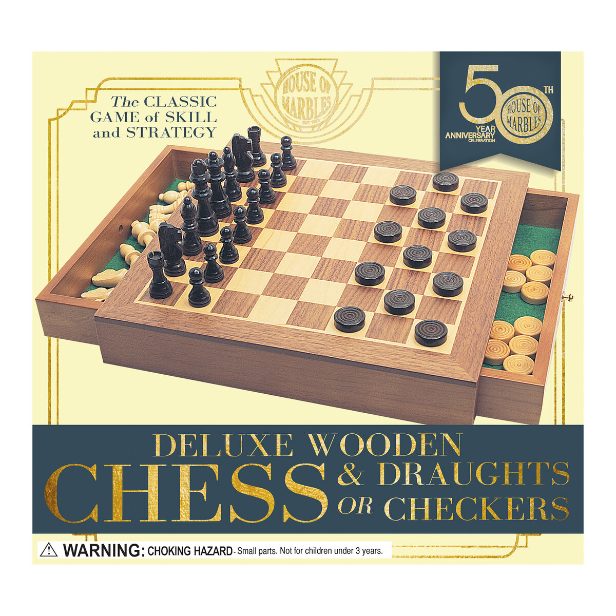 Deluxe Wooden Chess / Draughts Set - Masters Traditional Games Deluxe Wooden Chess / Draughts Set