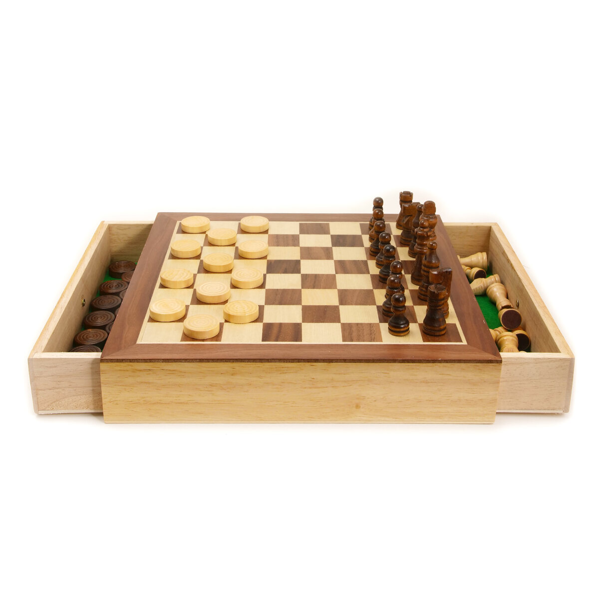 Deluxe Wooden Chess / Draughts Set - Masters Traditional Games Deluxe Wooden Chess / Draughts Set