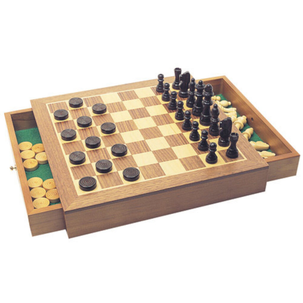 Deluxe Wooden Chess / Draughts Set - Masters Traditional Games Deluxe Wooden Chess / Draughts Set