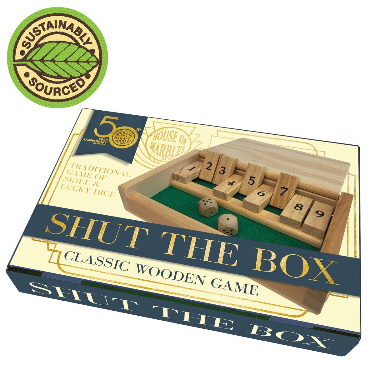 Compact Travel Wooden Shut-the-Box - Masters Traditional Games shop Compact Travel Wooden Shut-the-Box