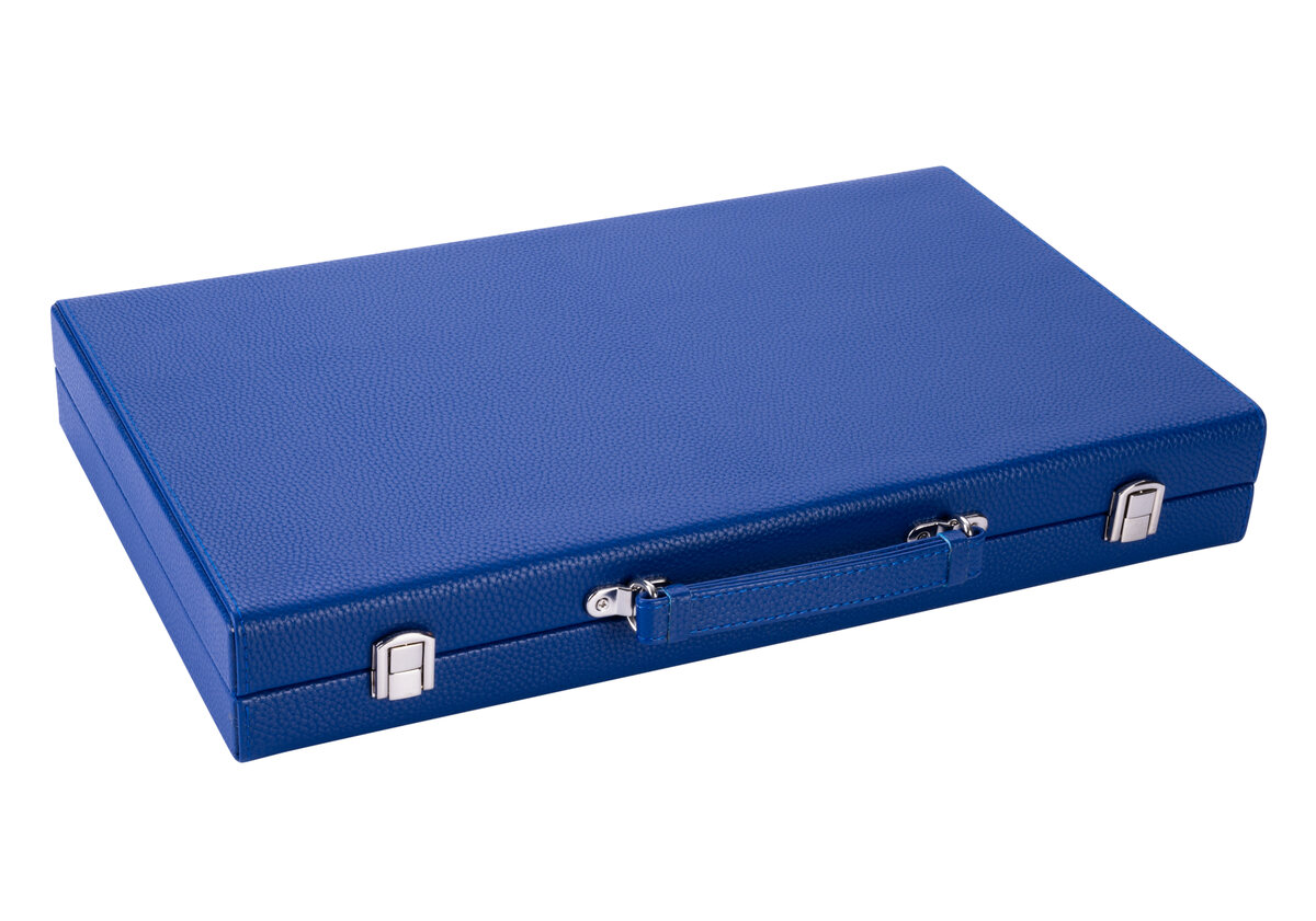 Engelhart Grey, Blue and White 15 inch Backgammon Set - Masters Traditional Games Engelhart Grey, Blue and White 15 inch Backgammon Set