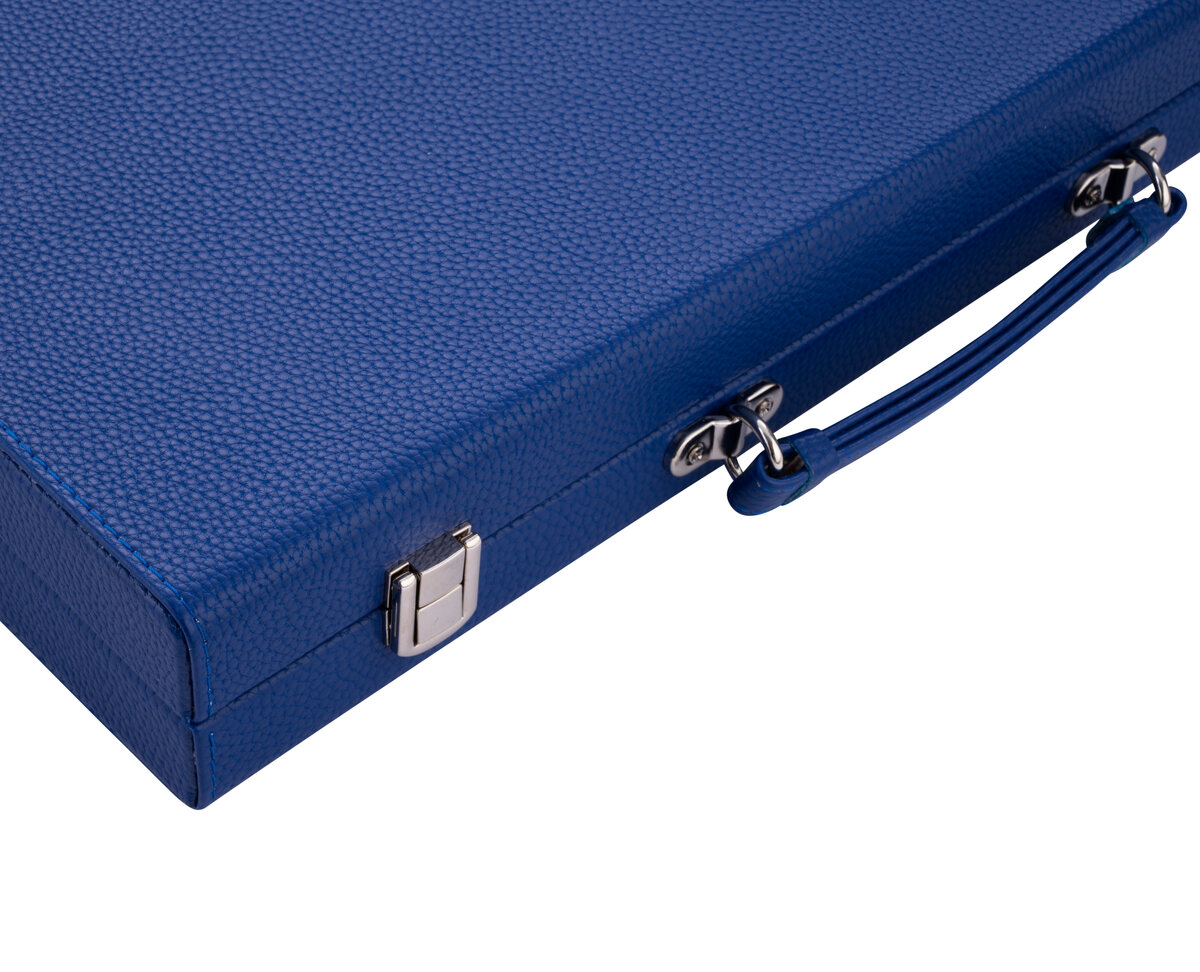 Engelhart Grey, Blue and White 15 inch Backgammon Set - Masters Traditional Games Engelhart Grey, Blue and White 15 inch Backgammon Set