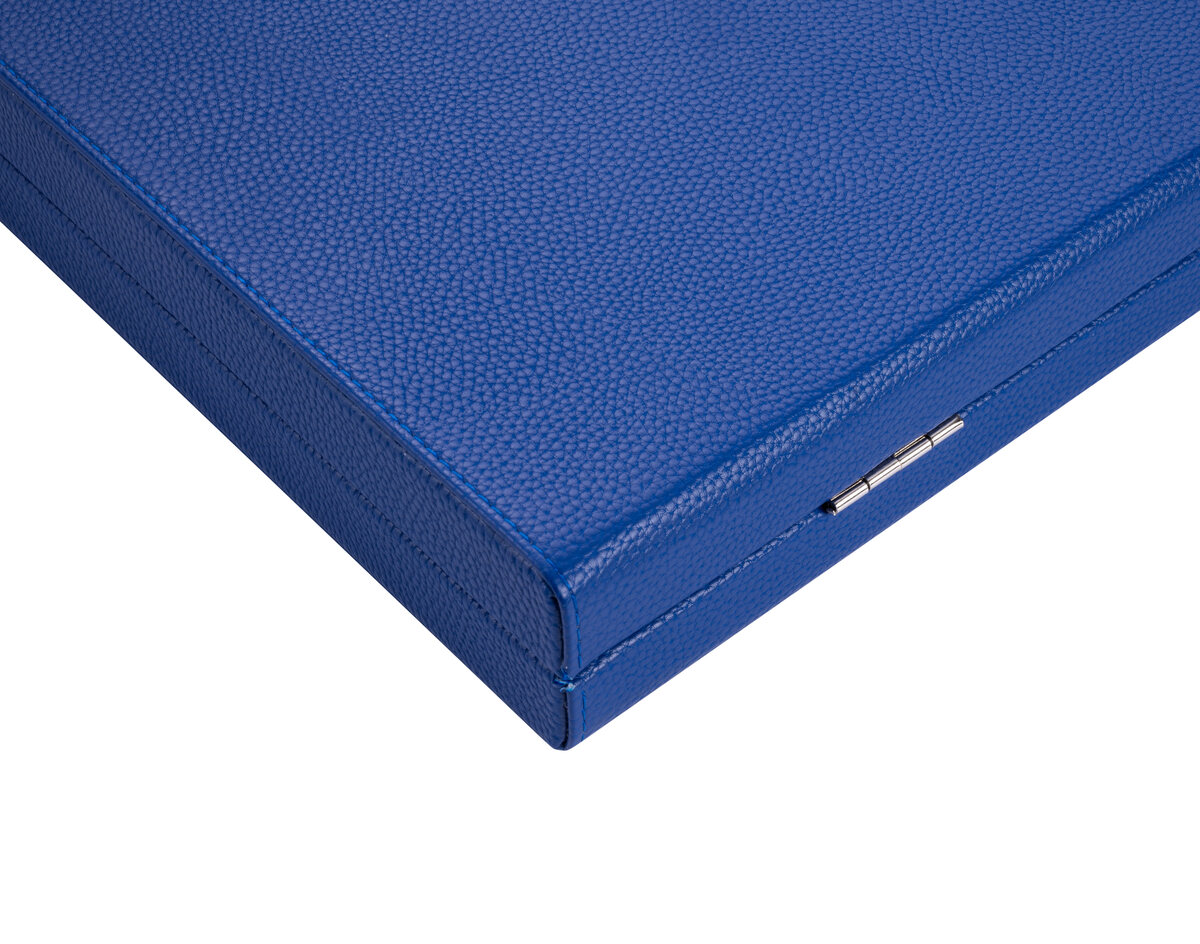Engelhart Grey, Blue and White 15 inch Backgammon Set - Masters Traditional Games Engelhart Grey, Blue and White 15 inch Backgammon Set