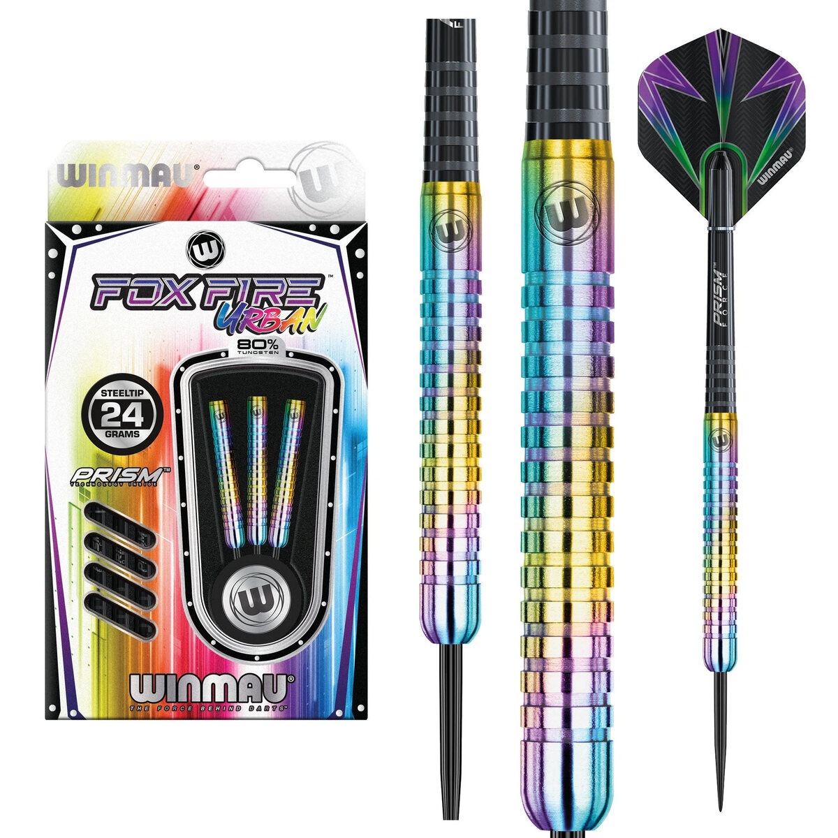 Winmau Foxfire Urban 80% Tungsten Steel Tip Darts - 24g - Masters Traditional Games Winmau Foxfire Urban 80% Tungsten Steel Tip Darts - 24g