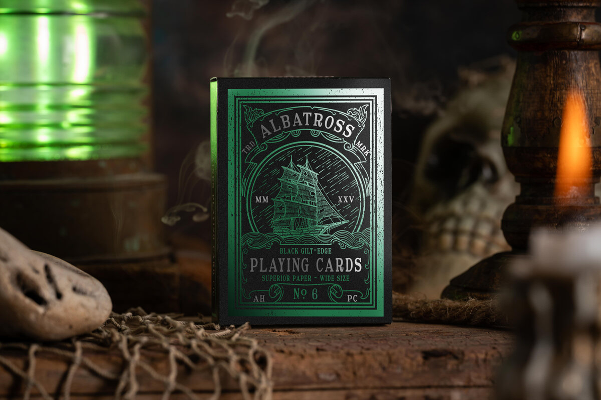 A. Haines Albatross No. 6 Playing Cards - Black Gilded Edition - Masters Traditional Games A. Haines Albatross No. 6 Playing Cards - Black Gilded Edition