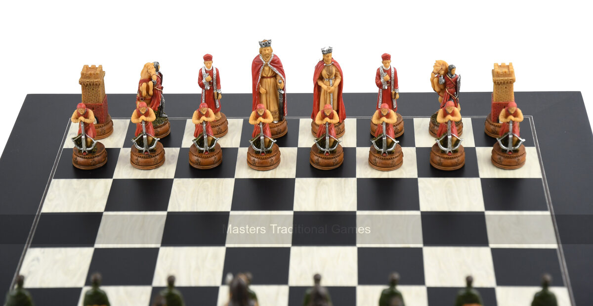 Italfama Camelot Chess Pieces - Resin, Hand-Painted - Masters Traditional Games shop Italfama Camelot Chess Pieces - Resin, Hand-Painted