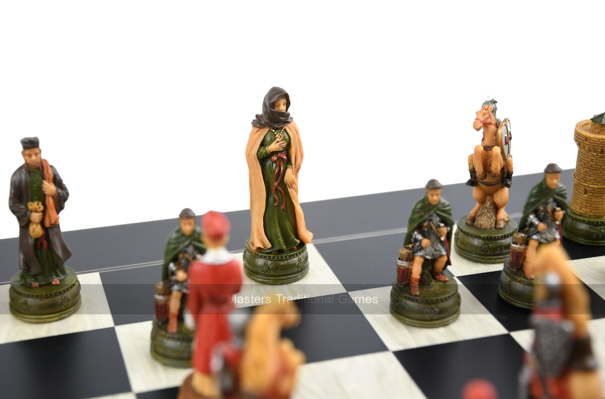 Italfama Camelot Chess Pieces - Resin, Hand-Painted - Masters Traditional Games shop Italfama Camelot Chess Pieces - Resin, Hand-Painted