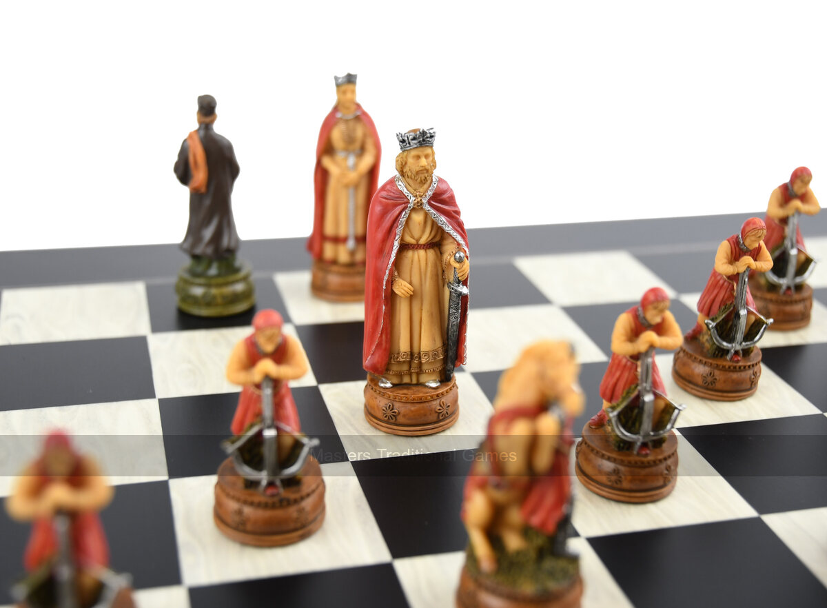 Italfama Camelot Chess Pieces - Resin, Hand-Painted - Masters Traditional Games shop Italfama Camelot Chess Pieces - Resin, Hand-Painted