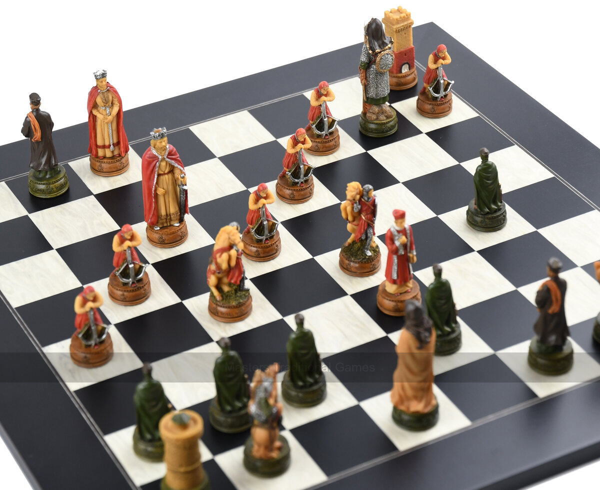 Italfama Camelot Chess Pieces - Resin, Hand-Painted - Masters Traditional Games shop Italfama Camelot Chess Pieces - Resin, Hand-Painted