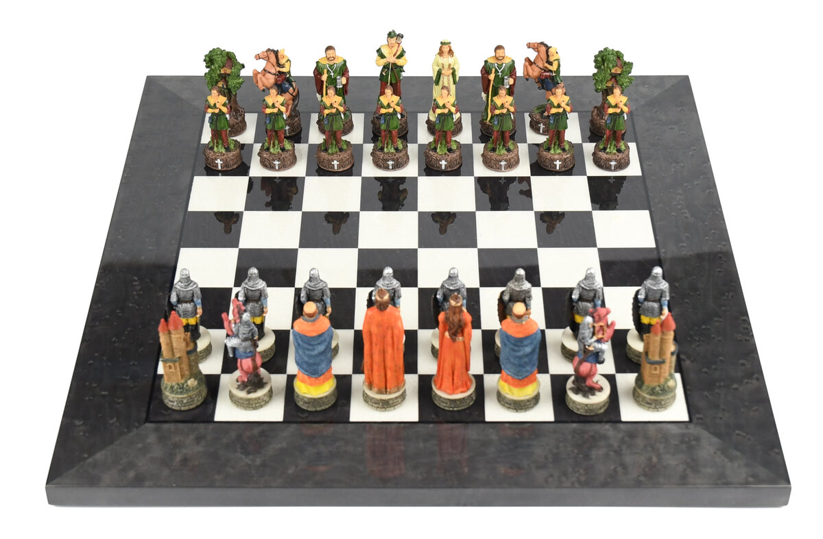 Italfama Robin Hood Chess Pieces - Resin, Hand-Painted - Masters Traditional Games Italfama Robin Hood Chess Pieces - Resin, Hand-Painted