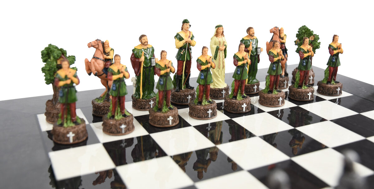 Italfama Robin Hood Chess Pieces - Resin, Hand-Painted - Masters Traditional Games Italfama Robin Hood Chess Pieces - Resin, Hand-Painted