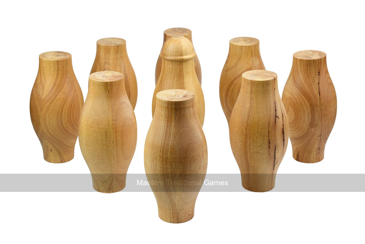 9 x Devon/Somerset Skittle with Kingpin - Rubberwood - 6 inch diameter - Masters Traditional Games 9 x Devon/Somerset Skittle with Kingpin - Rubberwood - 6 inch diameter