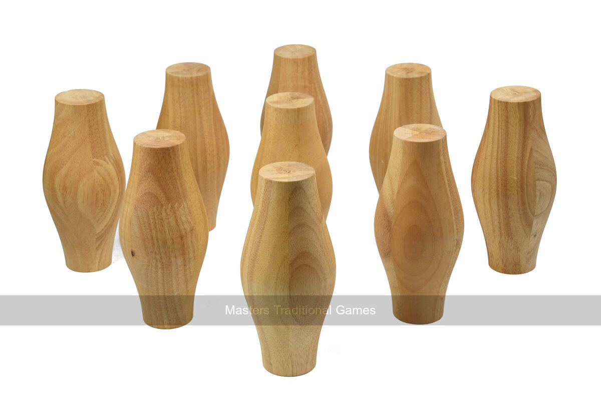 Set of 9 Bristol Skittle Pins (10 x 4.5 inch, Laminated Rubberwood) - Masters Traditional Games Set of 9 Bristol Skittle Pins (10 x 4.5 inch, Laminated Rubberwood)