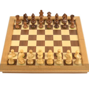Wooden Chess Set with Folding Board & Storage