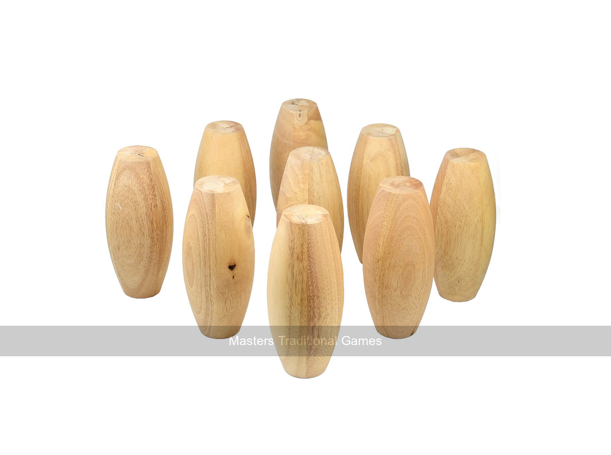 Set of 9 x 4.5 inch Laminated Rubberwood Gloucester Style Skittle Pins - Masters Traditional Games Set of 9 x 4.5 inch Laminated Rubberwood Gloucester Style Skittle Pins
