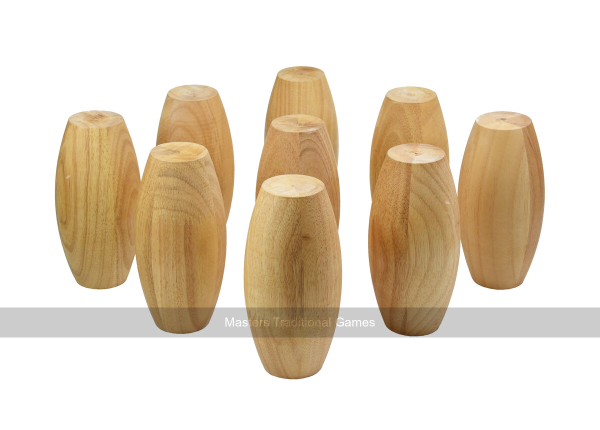 Set of 9 Gloucester Skittle Pins (10 x 5 inch Laminated Rubberwood) - Masters Traditional Games Set of 9 Gloucester Skittle Pins (10 x 5 inch Laminated Rubberwood)