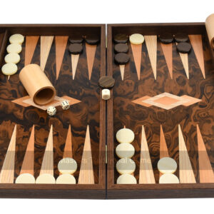 Manopoulos Luxury Dark Walnut Burl 19-inch Backgammon Set