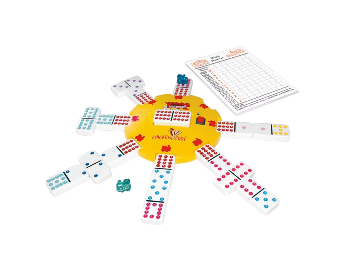 The Original Mexican Train and Chickenfoot Deluxe Dominoes Set - Masters Traditional Games The Original Mexican Train and Chickenfoot Deluxe Dominoes Set