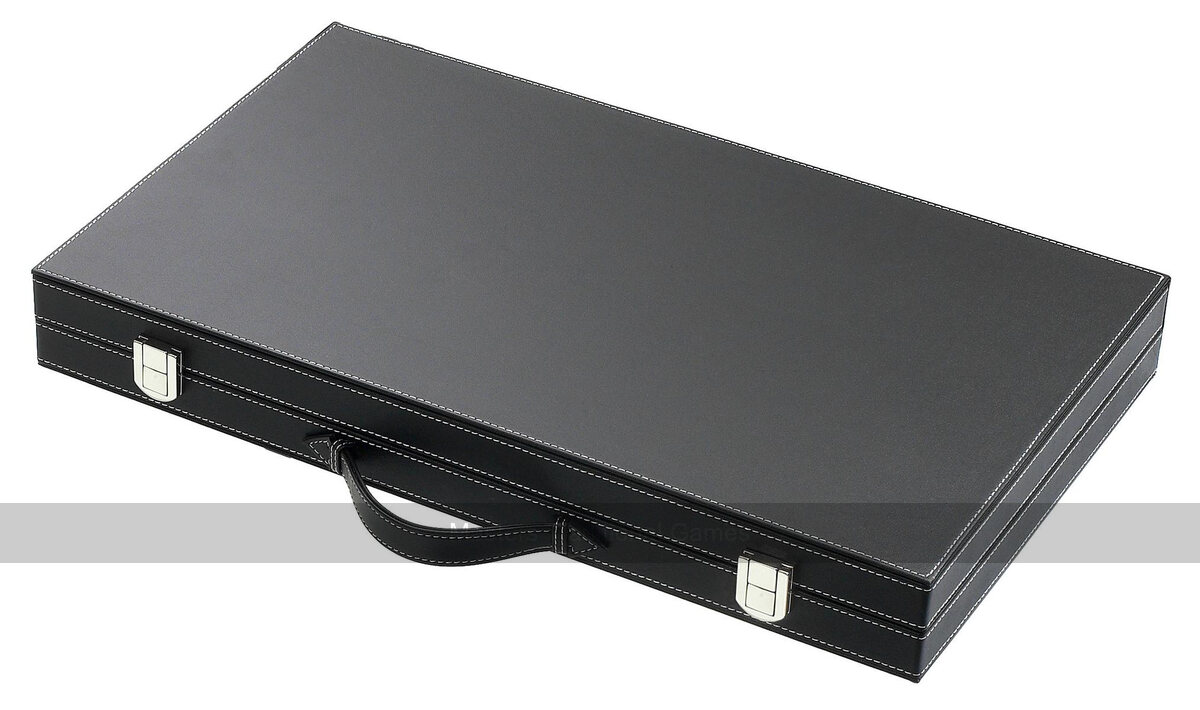 Philos 18.5-inch Backgammon Set in Black Case with Felt Surface, Accessories Included - Masters Traditional Games Philos 18.5-inch Backgammon Set in Black Case with Felt Surface, Accessories Included