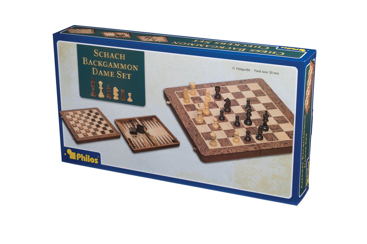 Philos Chess, Backgammon & Draughts Set - Masters Traditional Games Philos Chess, Backgammon & Draughts Set