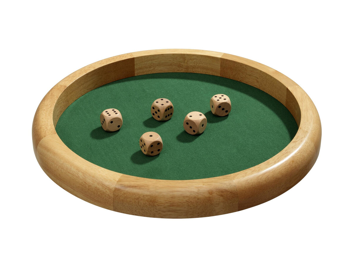 Large Wooden Dice Tray with Dice (39cm)