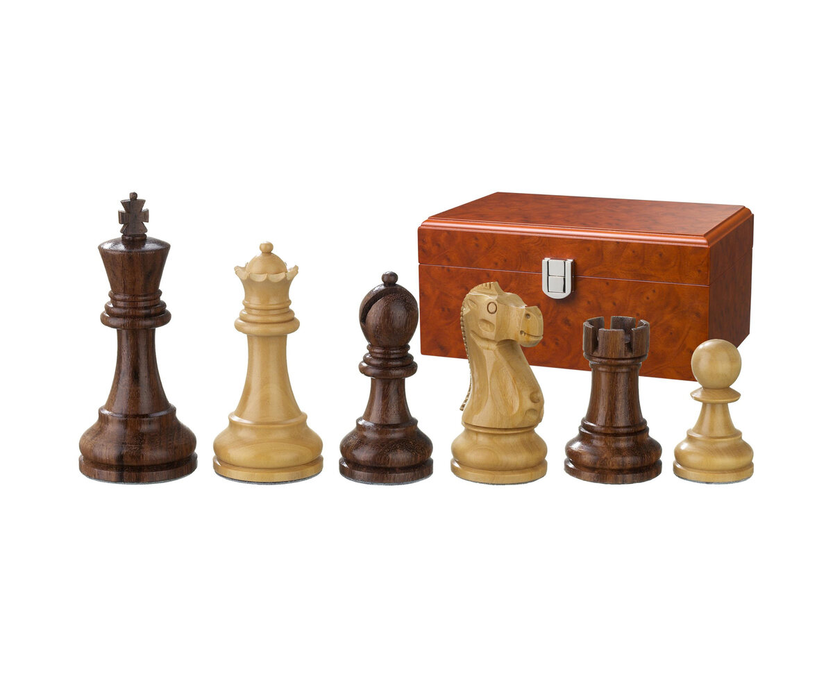 Philos Sheesham & Boxwood Staunton Chess Pieces (3.75 inch King, box) - Masters Traditional Games Philos Sheesham & Boxwood Staunton Chess Pieces (3.75 inch King, box)