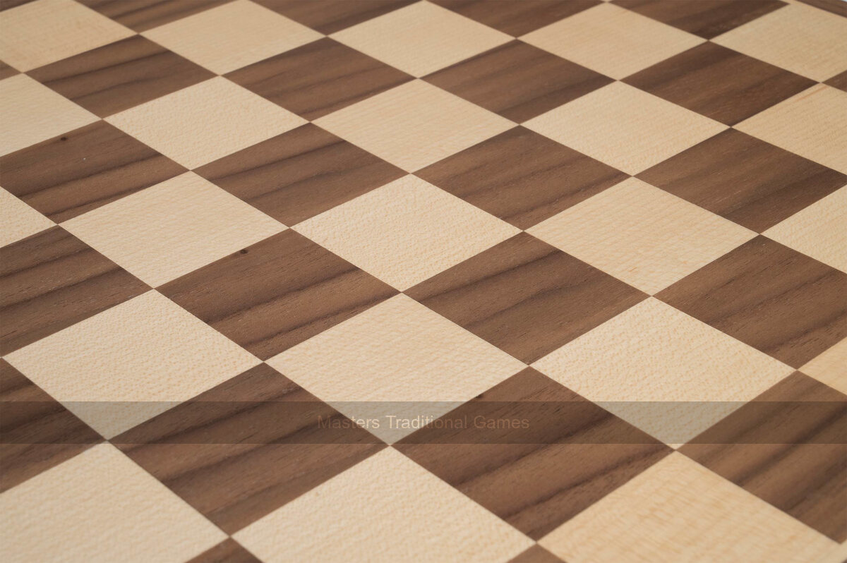 Philos Walnut and Maple Chessboard - Masters Traditional Games Philos Walnut and Maple Chessboard