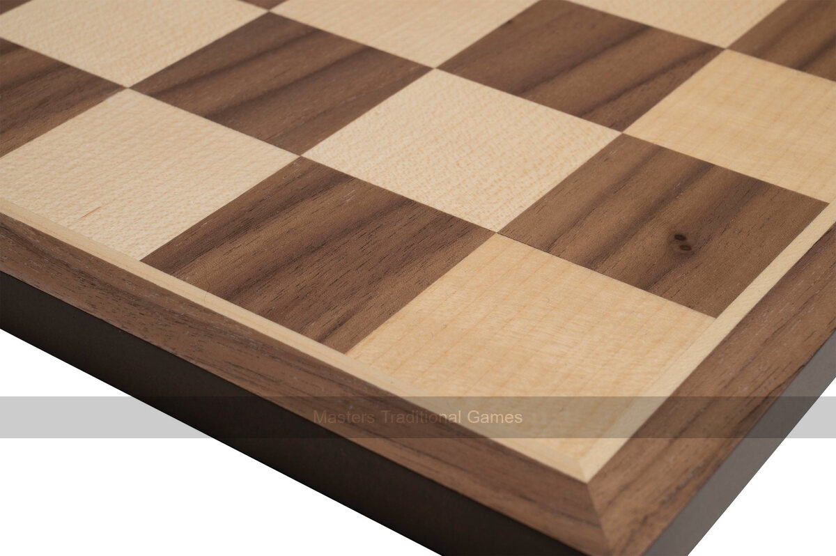Philos Walnut and Maple Chessboard - Masters Traditional Games Philos Walnut and Maple Chessboard