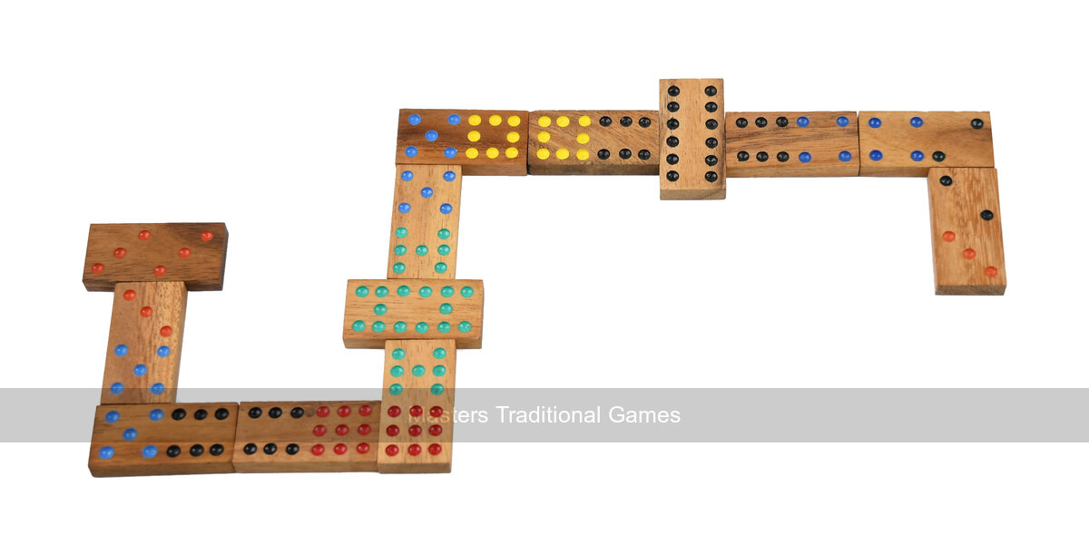 Double 9 Dominoes in Wooden Box - Masters Traditional Games Double 9 Dominoes in Wooden Box