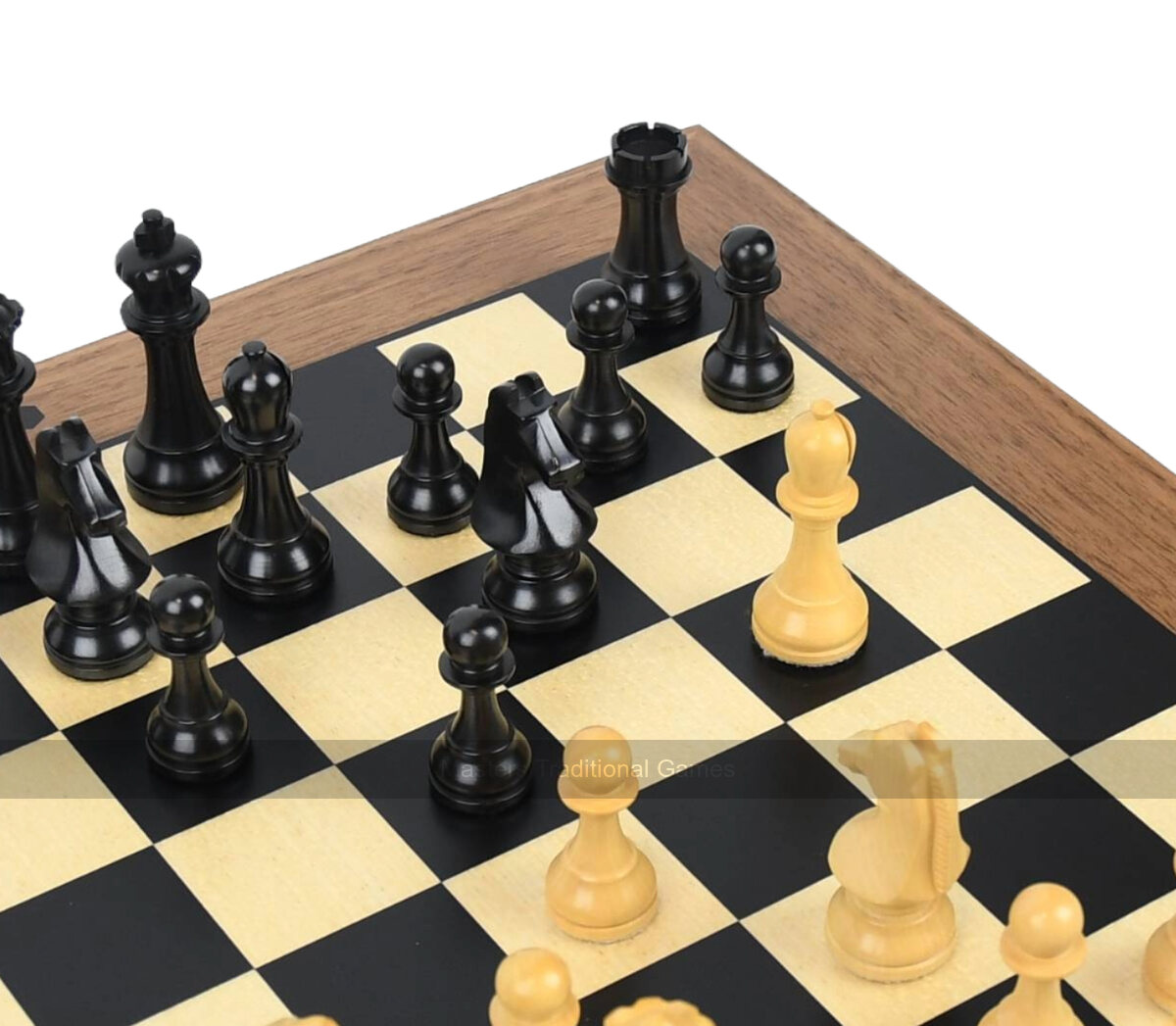 World Chess Set (Home Edition Walnut Board with Black & White Squares) - Masters Traditional Games World Chess Set (Home Edition Walnut Board with Black & White Squares)