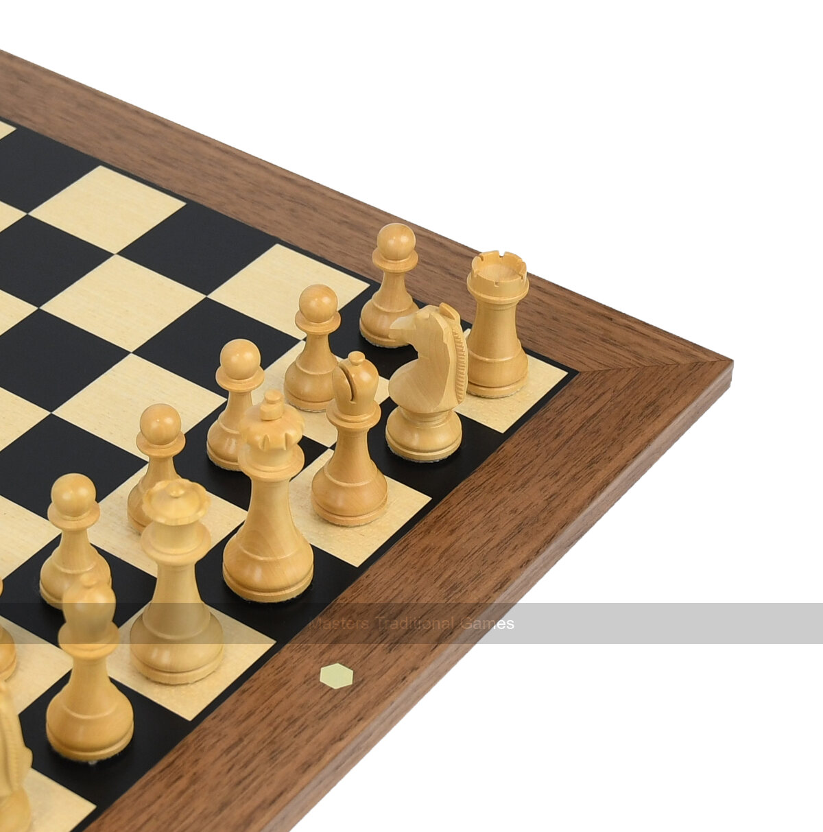World Chess Set (Home Edition Walnut Board with Black & White Squares) - Masters Traditional Games World Chess Set (Home Edition Walnut Board with Black & White Squares)
