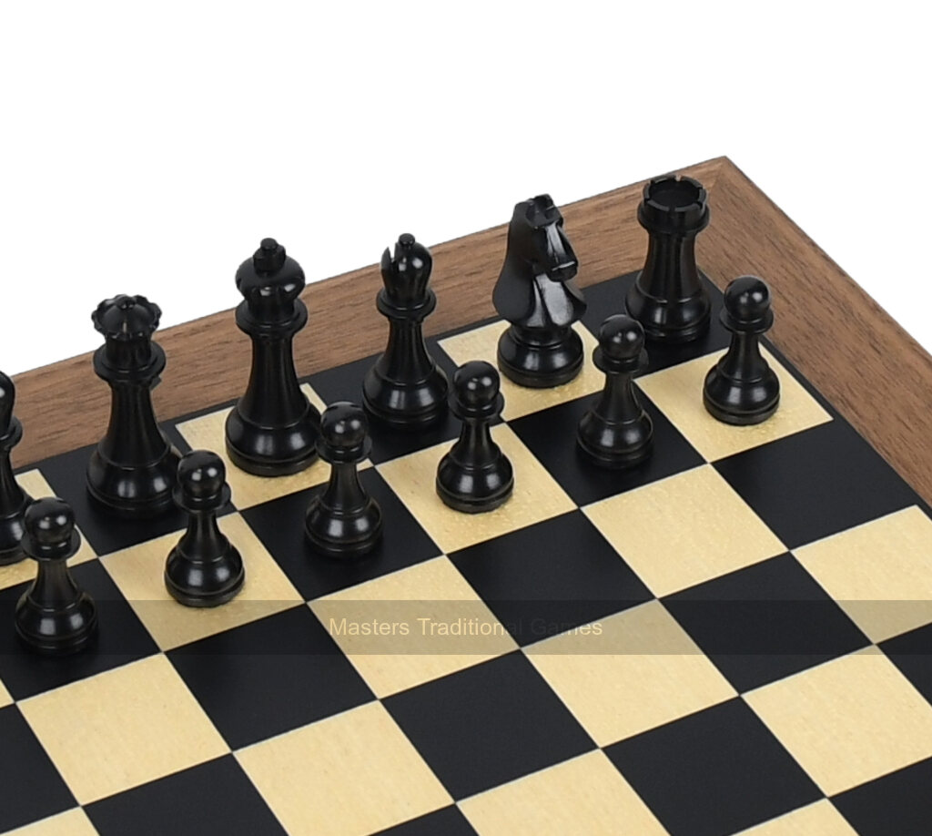 World Chess Set (Home Edition Walnut Board with Black & White Squares) - Masters Traditional Games World Chess Set (Home Edition Walnut Board with Black & White Squares)