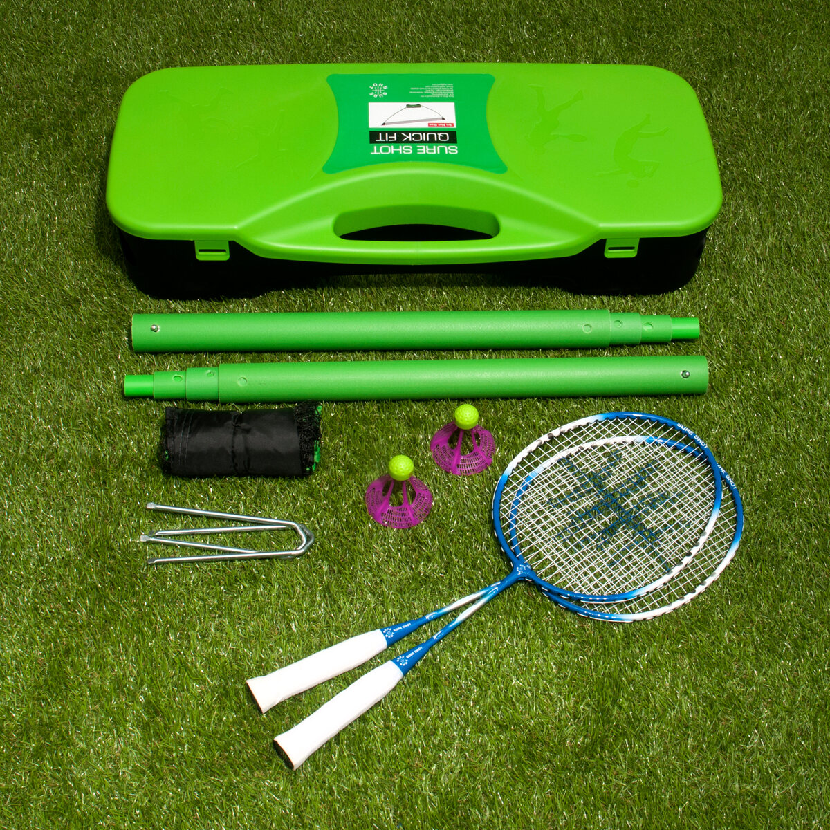 Sure Shot Quick Fit Badminton Set with Outdoor Shuttles - Choice of racket and net size - Masters Traditional Games Sure Shot Quick Fit Badminton Set with Outdoor Shuttles - Choice of racket and net size