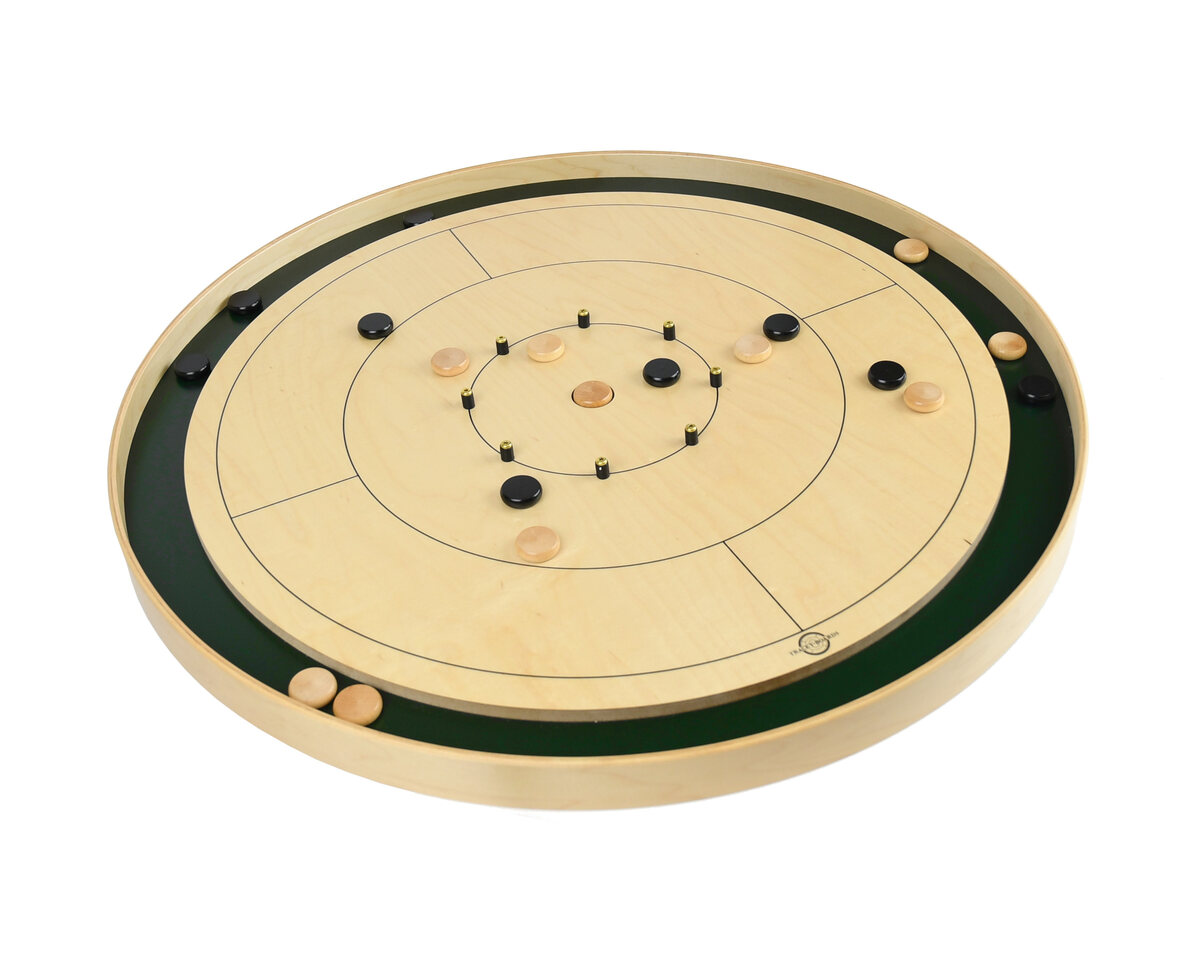 Tracey Tour Championship Crokinole Board with 26 disks (Masters Green or Red) - Masters Traditional Games shop Tracey Tour Championship Crokinole Board with 26 disks (Masters Green or Red)