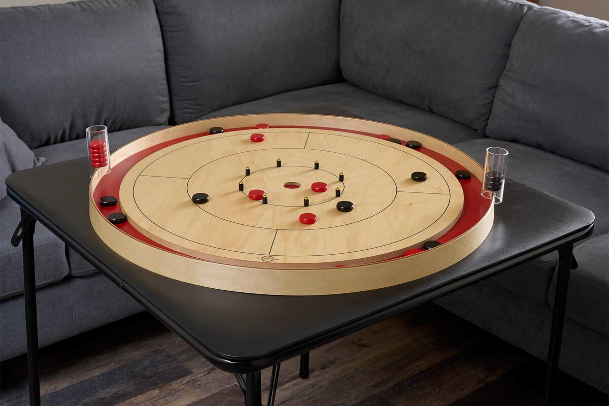 Tracey Tour Championship Crokinole Board with 26 disks (Masters Green or Red) - Masters Traditional Games shop Tracey Tour Championship Crokinole Board with 26 disks (Masters Green or Red)